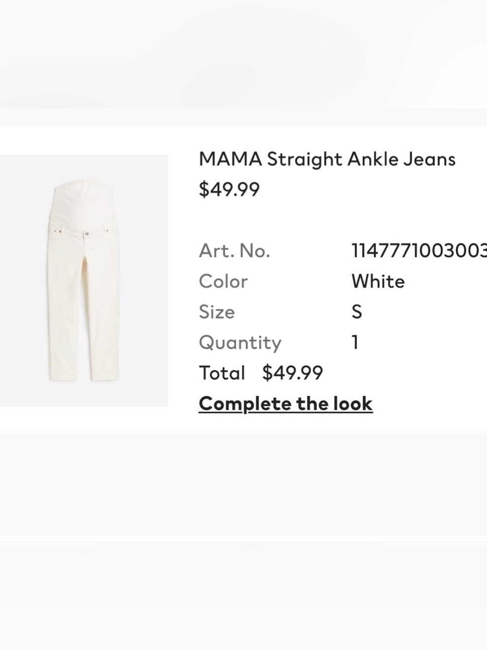 MAMA Maternity White Straight Ankle Jeans
